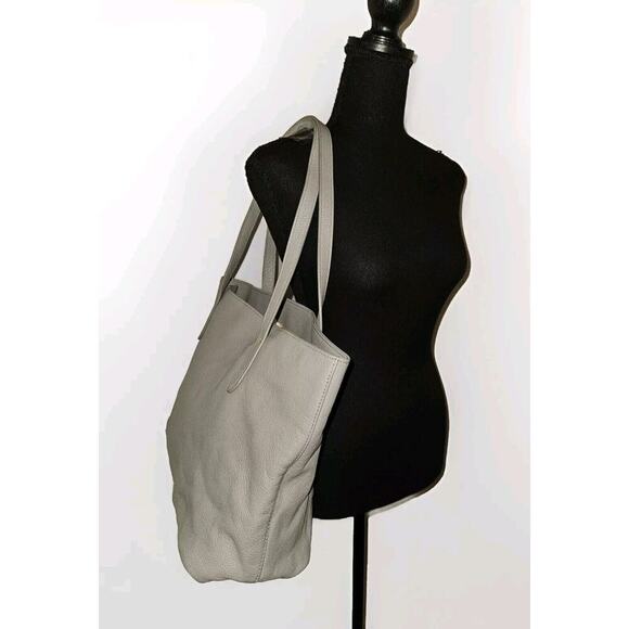 EUC! Buxton Leather Tote Handbag Large Gray 19x11x6 - Picture 3 of 11